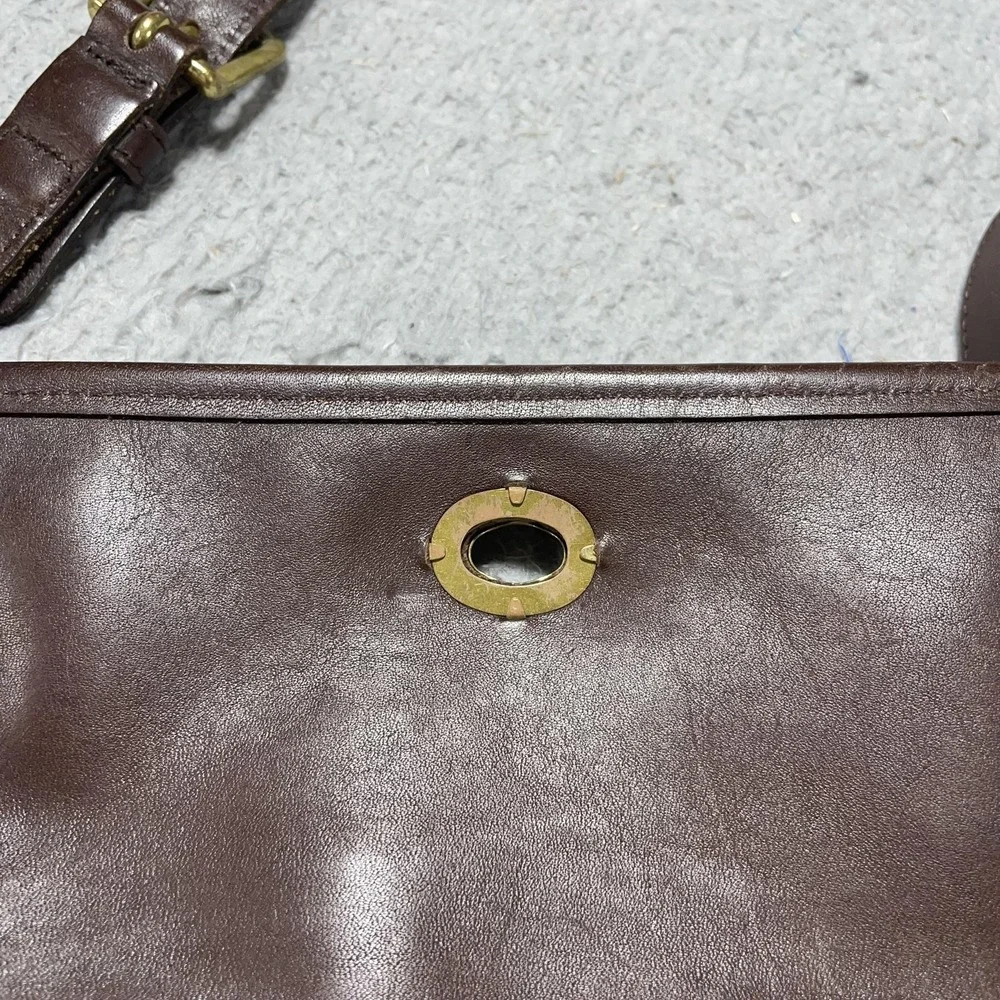 Vintage COACH COURT Brown Leather Crossbody Satchel Bag Handbag‎ Purse 9870 USA